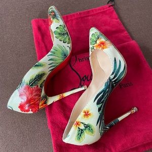 Christian Louboutin Patent Leather Floral Print Pumps